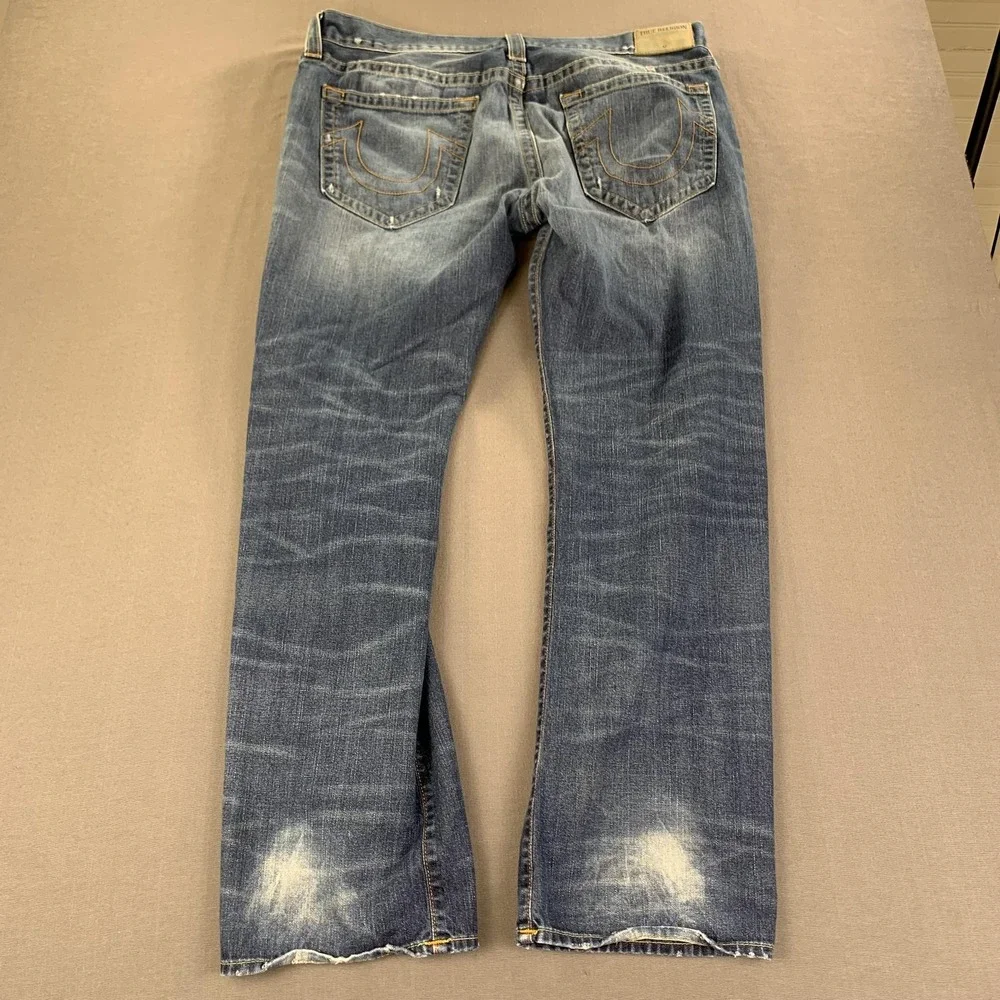 True Religion Ricky Jeans Mens 40x34 Blue Relaxed Straight Leg‎ Denim Made USA